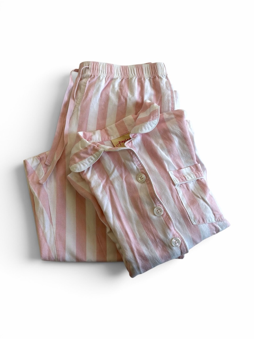Papinelle Pink And white Striped Pajama Set Small